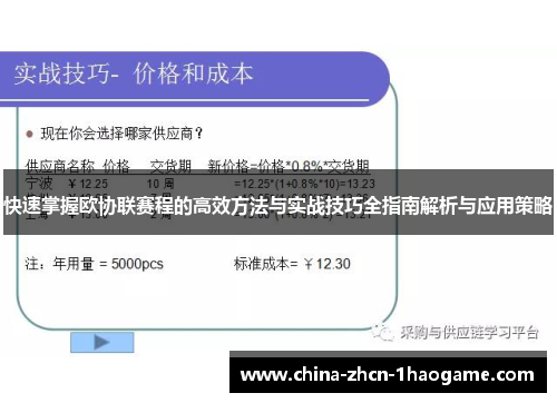 快速掌握欧协联赛程的高效方法与实战技巧全指南解析与应用策略